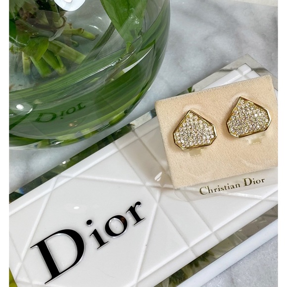 Christian Dior Rare Vintage Gold Plated & Swarovski Crystal Clip-On Earrings - Picture 6 of 9